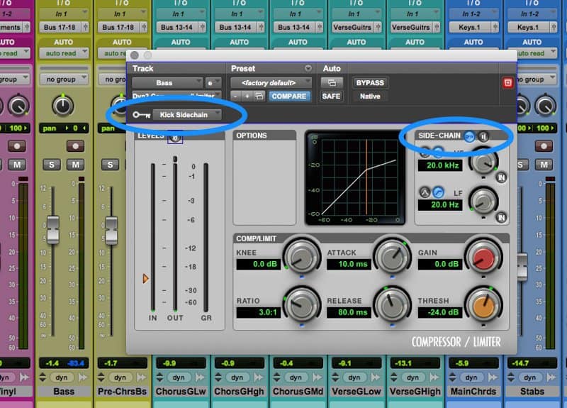 Mixagem profissional, compressor, plugins